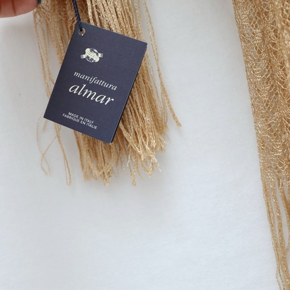 NWT Manifattura Almar scarf Made in Italy golden knit crochet metallic thread - Picture 3 of 7